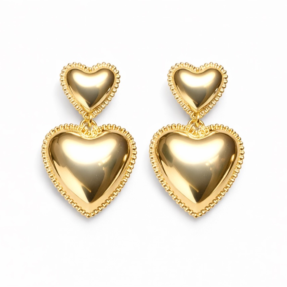 Gold Heart Drop Earrings